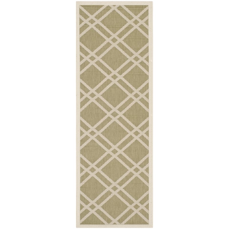 Pemberly Row Polypropylene Green Indoor Outdoor Rug - Runner 2'3