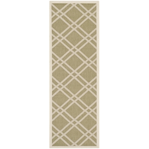 Pemberly Row Polypropylene Green Indoor Outdoor Rug - Runner 2'3&quot x 6'7&quot