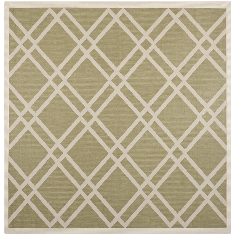 Pemberly Row Polypropylene Green Indoor Outdoor Rug - Square 7'10
