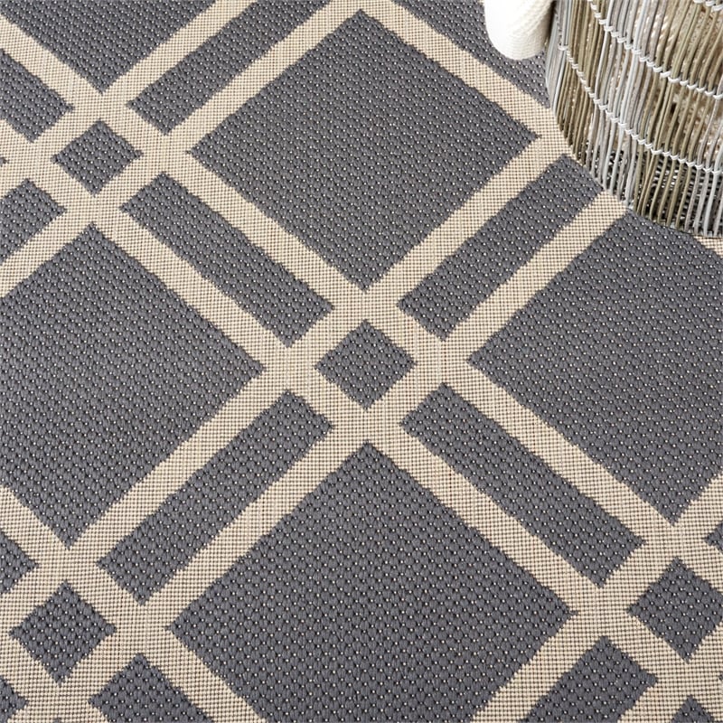 Pemberly Row Polypropylene Anthracite Indoor Outdoor Rug - 9' x 12'