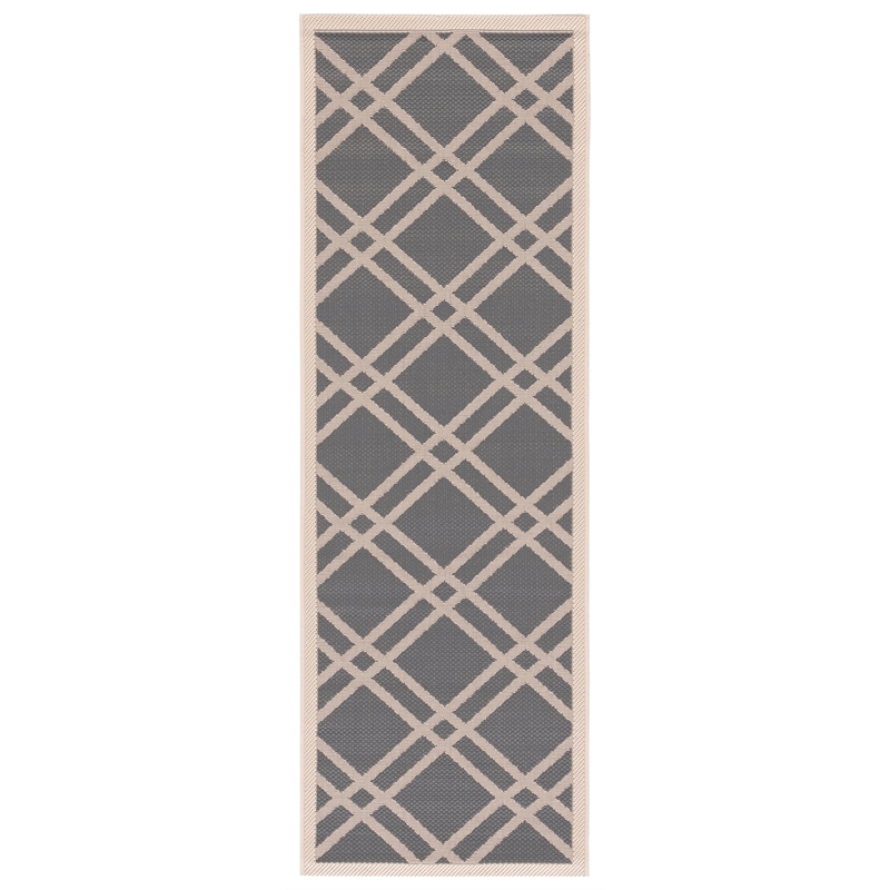 Pemberly Row Polypropylene Anthracite Indoor Outdoor Rug - Runner 2'3
