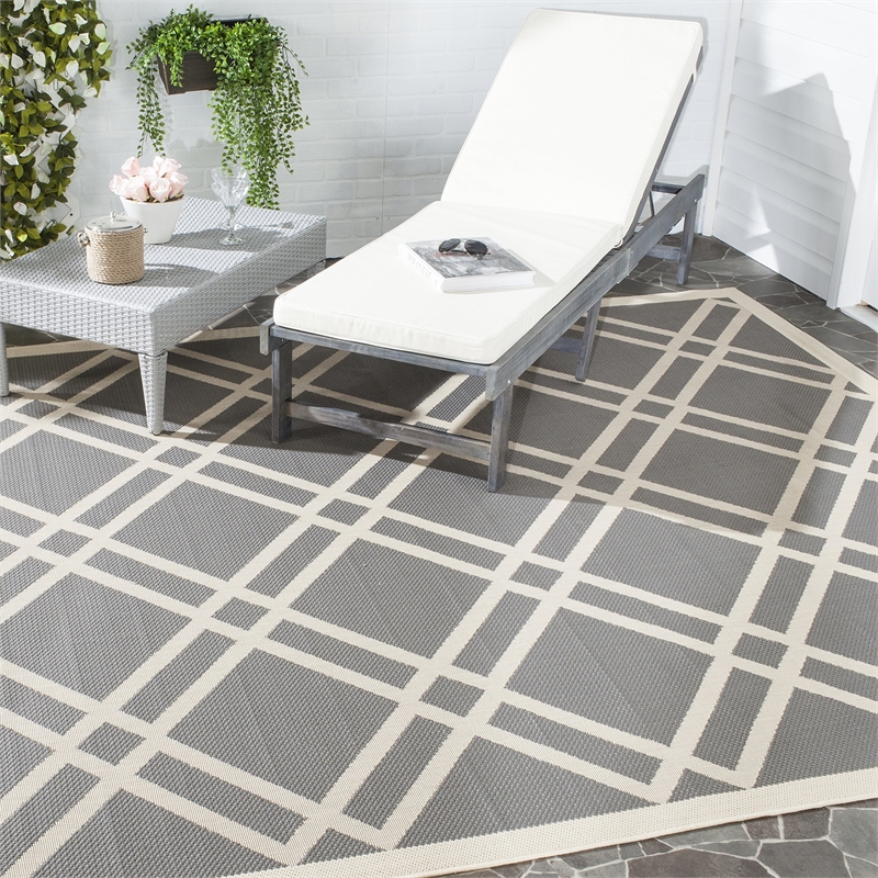Pemberly Row Polypropylene Anthracite Indoor Outdoor Rug - Runner 2'7