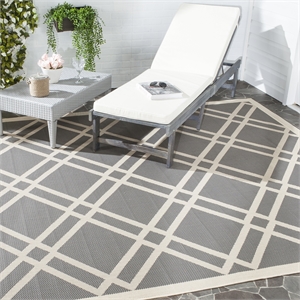Pemberly Row Polypropylene Anthracite Indoor Outdoor Rug - Square 7'10&quot