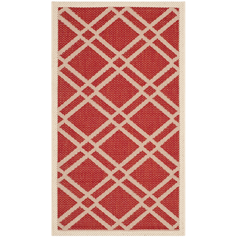 Pemberly Row Polypropylene Red Indoor Outdoor Rug - 2' x 3'7