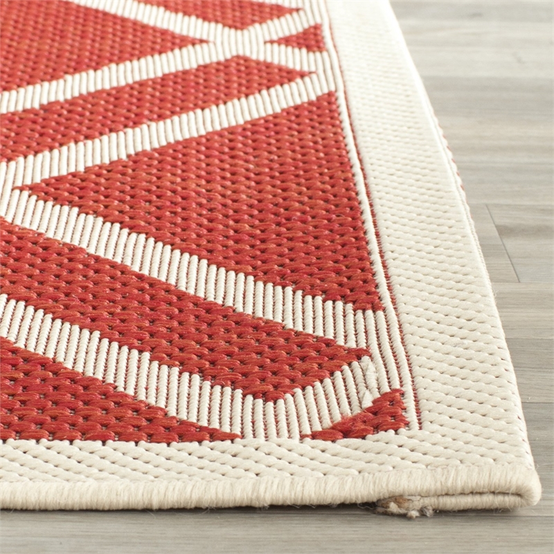 Pemberly Row Polypropylene Red Indoor Outdoor Rug - 2' x 3'7