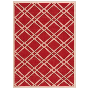 Pemberly Row Polypropylene Red Indoor Outdoor Rug - 4' x 5'7&quot