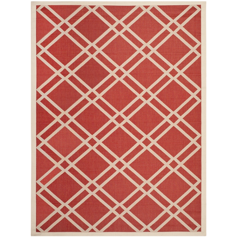 Pemberly Row Polypropylene Red Indoor Outdoor Rug - 8' x 11'