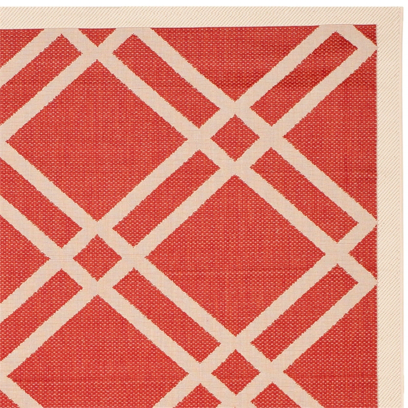 Pemberly Row Polypropylene Red Indoor Outdoor Rug - 8' x 11'
