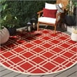 Pemberly Row Polypropylene Red Indoor Outdoor Rug - Round 7'10