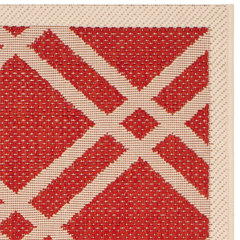 Pemberly Row Polypropylene Red Indoor Outdoor Rug - Runner 2'3