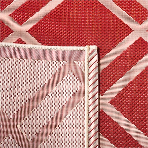 Pemberly Row Polypropylene Red Indoor Outdoor Rug - Square 7'10&quot