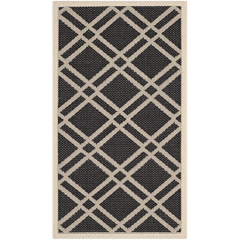 Pemberly Row Polypropylene Black Indoor Outdoor Rug - 4' x 5'7