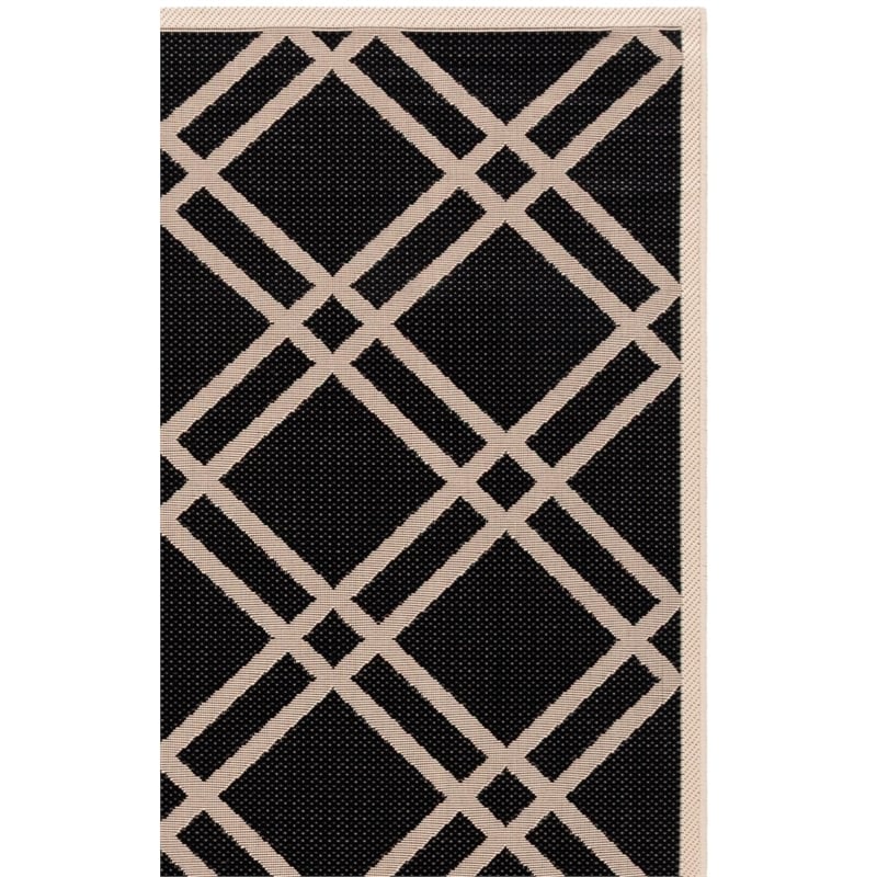 Pemberly Row Polypropylene Black Indoor Outdoor Rug - 5'3