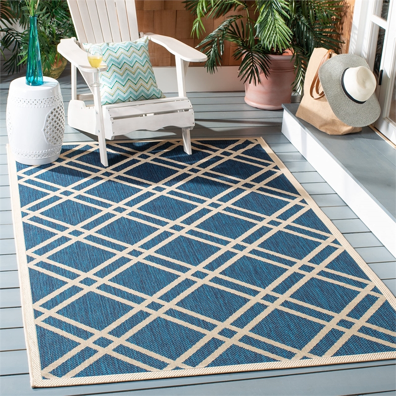 Pemberly Row Polypropylene Black Indoor Outdoor Rug - 8' x 11'