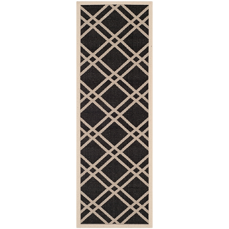 Pemberly Row Polypropylene Black Indoor Outdoor Rug - Runner 2'3