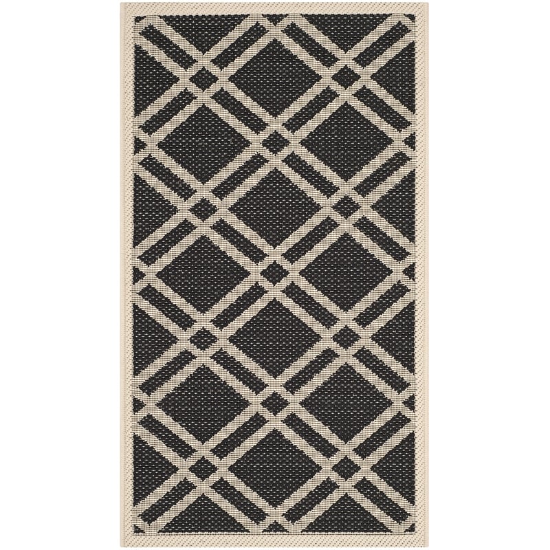 Pemberly Row Polypropylene Black Indoor Outdoor Rug - Runner 2'7