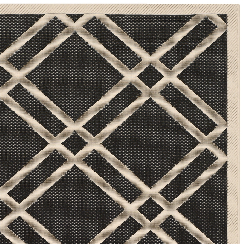 Pemberly Row Polypropylene Black Indoor Outdoor Rug - Runner 2'7