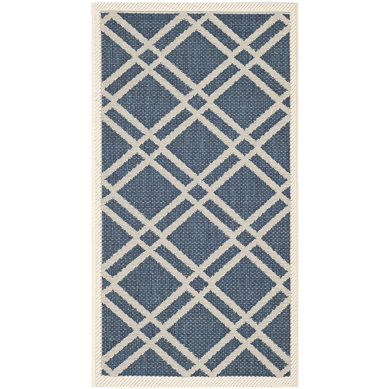 Pemberly Row Polypropylene Navy Indoor Outdoor Rug - 4' x 5'7