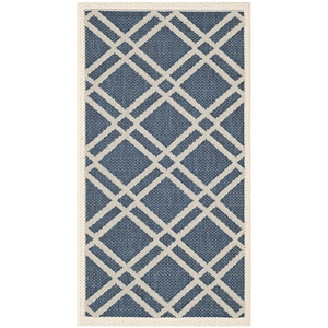 Pemberly Row Polypropylene Navy Indoor Outdoor Rug - 4' x 5'7&quot