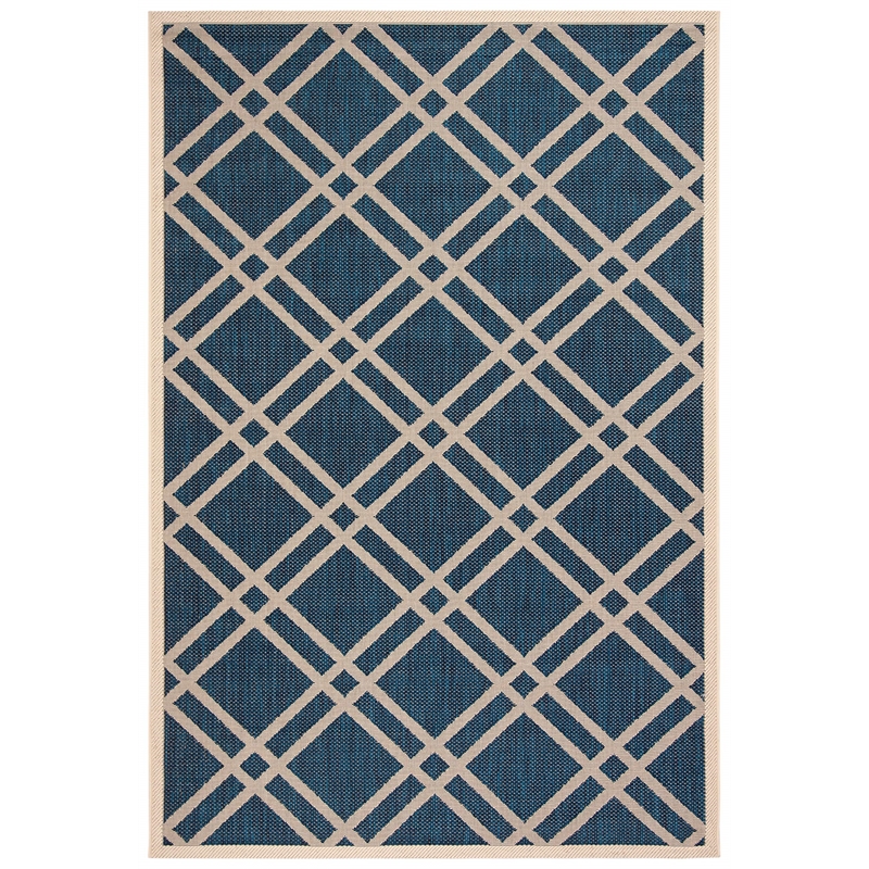 Pemberly Row Polypropylene Navy Indoor Outdoor Rug - 6'7