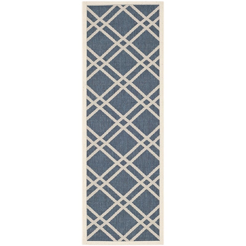Pemberly Row Polypropylene Navy Indoor Outdoor Rug - Runner 2'3