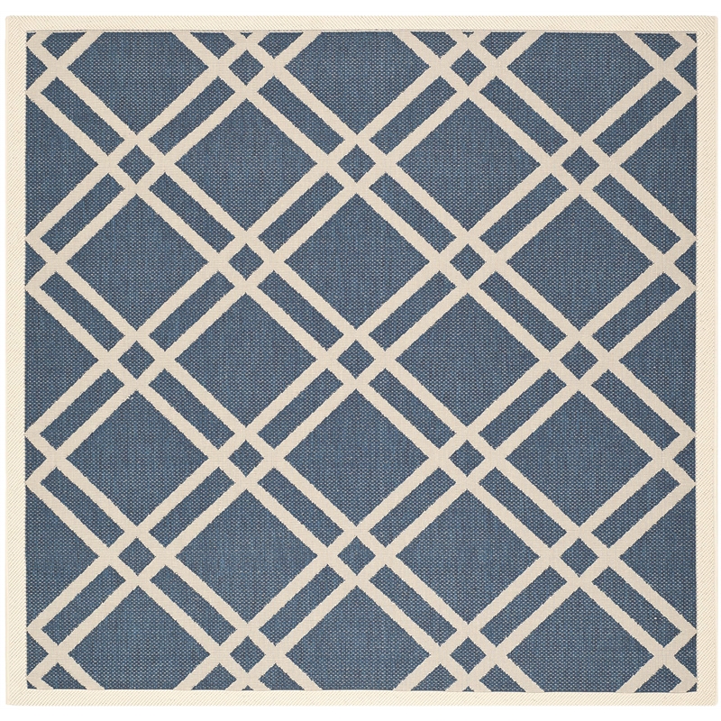 Pemberly Row Polypropylene Navy Indoor Outdoor Rug - Square 4'