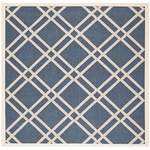 Pemberly Row Polypropylene Navy Indoor Outdoor Rug - Square 4'