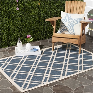 Pemberly Row Polypropylene Navy Indoor Outdoor Rug - Square 5'3&quot