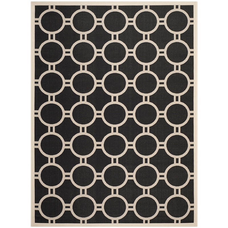 Pemberly Row Polypropylene Black Indoor Outdoor Rug - 8' x 11'