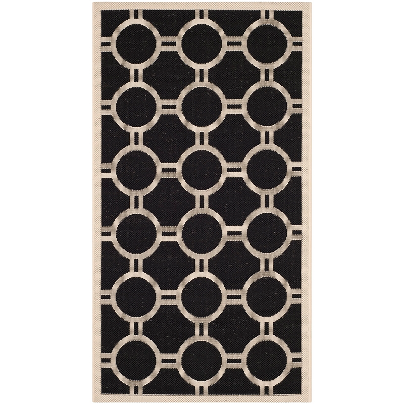 Pemberly Row Polypropylene Black Indoor Outdoor Rug - Runner 2'7