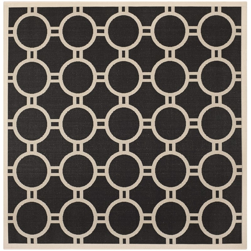 Pemberly Row Polypropylene Black Indoor Outdoor Rug - Square 7'10