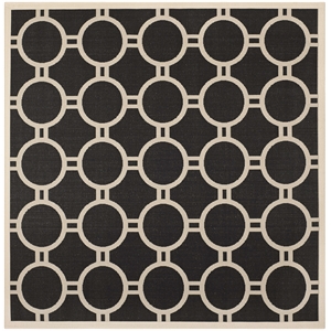 Pemberly Row Polypropylene Black Indoor Outdoor Rug - Square 7'10&quot