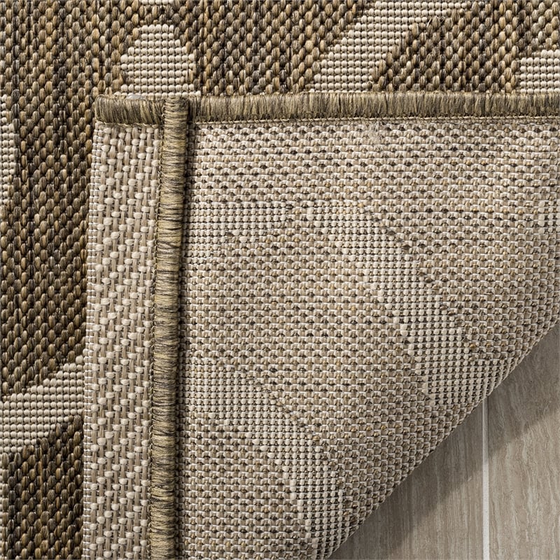 Pemberly Row Polypropylene Brown Indoor Outdoor Rug - 6'7