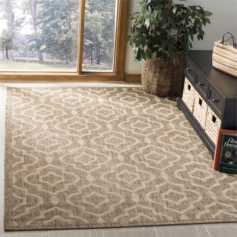 Pemberly Row Polypropylene Brown Indoor Outdoor Rug - 8' x 11'