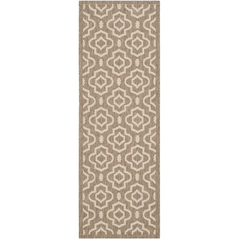 Pemberly Row Polypropylene Brown Indoor Outdoor Rug - Runner 2'3