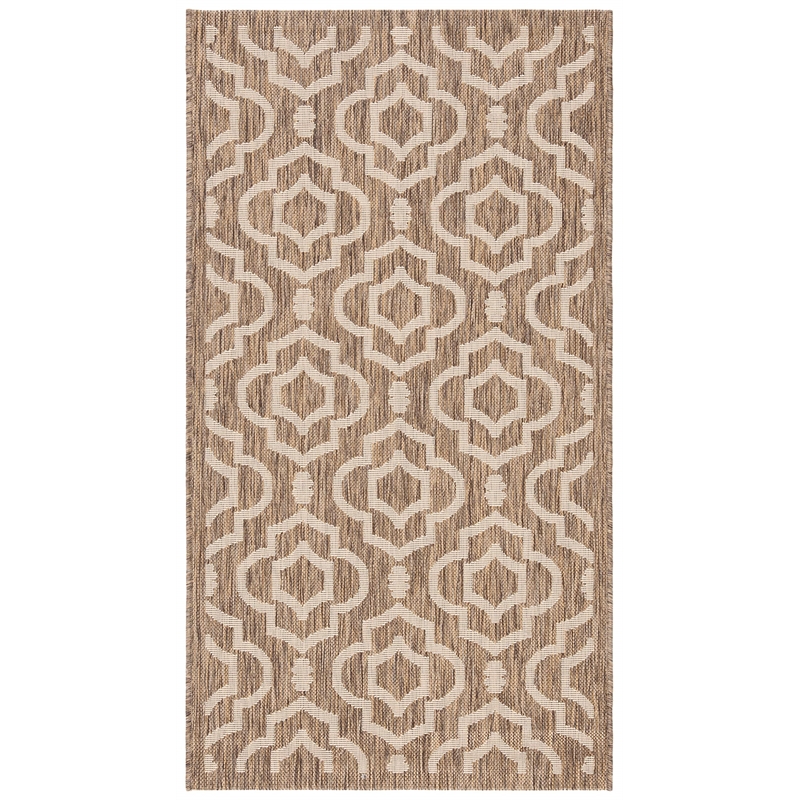 Pemberly Row Polypropylene Brown Indoor Outdoor Rug - Runner 2'7
