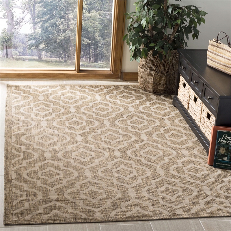 Pemberly Row Polypropylene Brown Indoor Outdoor Rug - Square 7'10