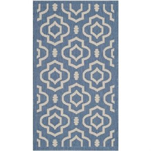 Pemberly Row Polypropylene Blue Indoor Outdoor Rug - 2' x 3'7&quot