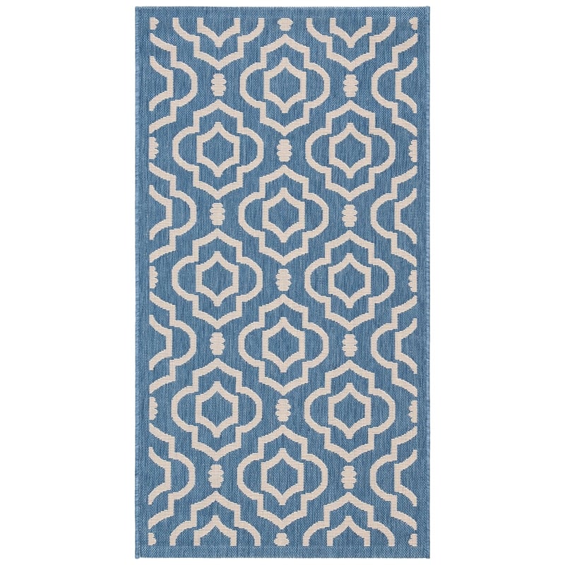 Pemberly Row Polypropylene Blue Indoor Outdoor Rug - 2'7