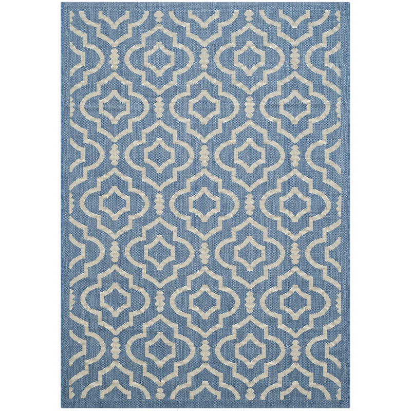 Pemberly Row Polypropylene Blue Indoor Outdoor Rug - 4' x 5'7