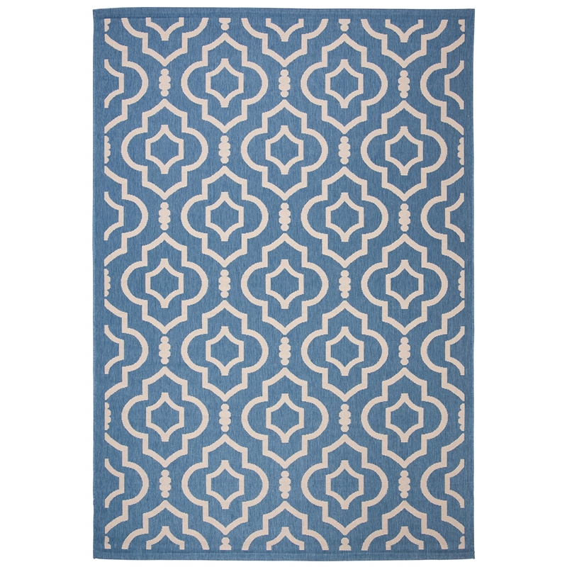 Pemberly Row Polypropylene Blue Indoor Outdoor Rug - 5'3