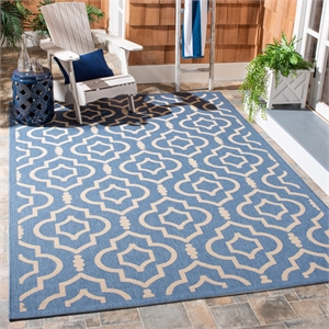 Pemberly Row Polypropylene Blue Indoor Outdoor Rug - 9' x 12'