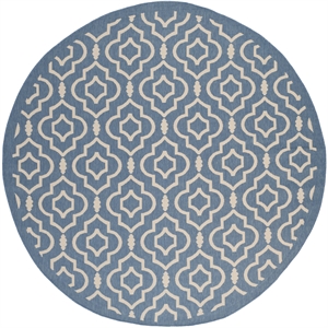 Pemberly Row Polypropylene Blue Indoor Outdoor Rug - Round 7'10&quot