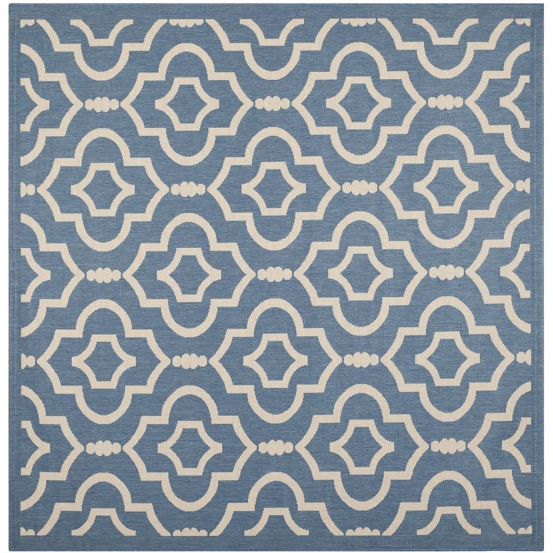 Pemberly Row Polypropylene Blue Indoor Outdoor Rug - Square 7'10