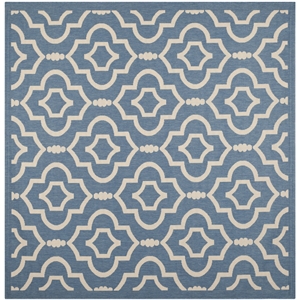 Pemberly Row Polypropylene Blue Indoor Outdoor Rug - Square 7'10&quot