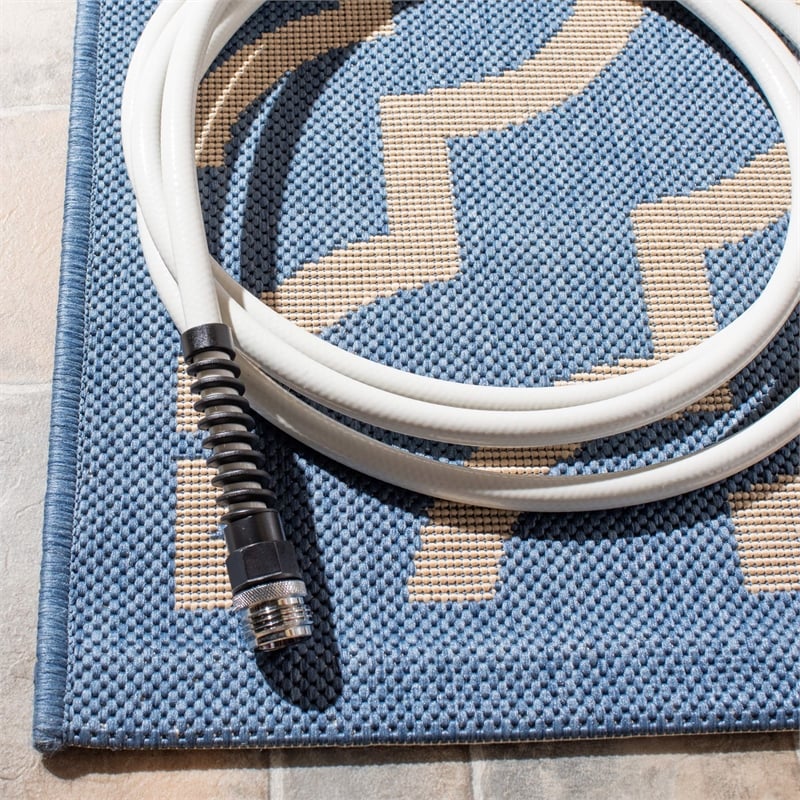 Pemberly Row Polypropylene Blue Indoor Outdoor Rug - Square 7'10