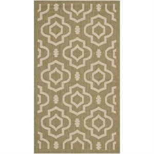 Pemberly Row Polypropylene Green Indoor Outdoor Rug - 2' x 3'7&quot