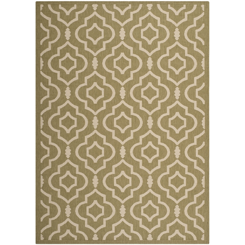 Pemberly Row Polypropylene Green Indoor Outdoor Rug - 4' x 5'7