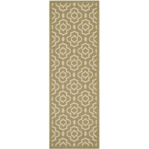 Pemberly Row Polypropylene Green Indoor Outdoor Rug - Runner 2'3&quot x 6'7&quot