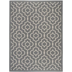 Pemberly Row Polypropylene Anthracite Indoor Outdoor Rug - 4' x 5'7&quot